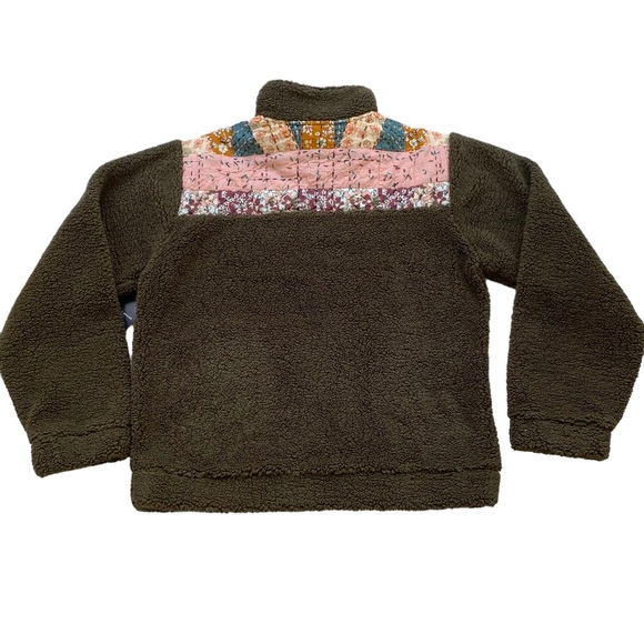 LUCKY BRAND Women’s Long Sleeve Half Zip Quilted Sherpa Pullover in Olive Size S - Picture 6 of 13